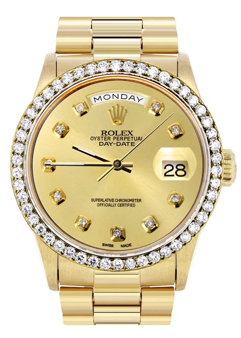 rolex presidential gold band|Rolex presidential with diamond bezel.